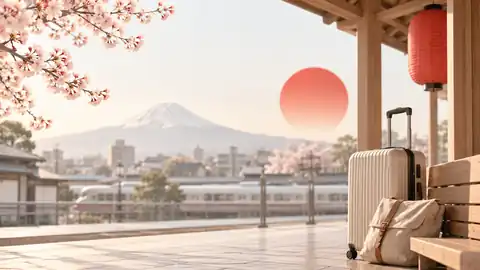 Japonya'ya taşınma planını temsil eden seyahat görseli